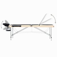 Massagetafel inklapbaar 3 zones aluminium zwart en beige 4