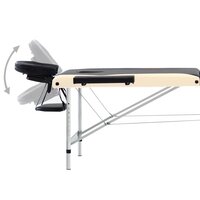 Massagetafel inklapbaar 3 zones aluminium zwart en beige 5