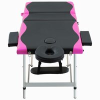 Massagetafel inklapbaar 3 zones aluminium zwart en roze 2