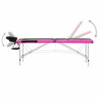Massagetafel inklapbaar 3 zones aluminium zwart en roze 4