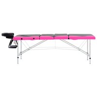 Massagetafel inklapbaar 4 zones aluminium zwart en roze 3