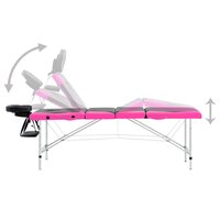 Massagetafel inklapbaar 4 zones aluminium zwart en roze 4