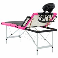 Massagetafel inklapbaar 4 zones aluminium zwart en roze 6