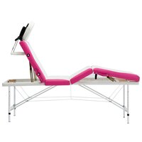 Massagetafel inklapbaar 4 zones aluminium wit en roze 5