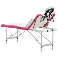 Massagetafel inklapbaar 4 zones aluminium wit en roze 6