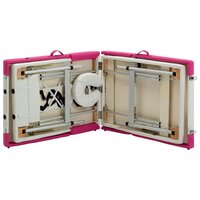 Massagetafel inklapbaar 4 zones aluminium wit en roze 8