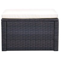 Voetenbank/poef bruin 53x53x30 cm poly rattan  2