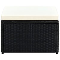 Voetenbank/poef zwart 53x53x30 cm poly rattan  3