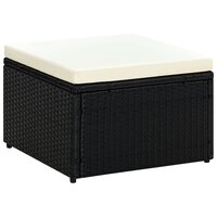 Voetenbank/poef zwart 53x53x30 cm poly rattan  4