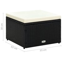 Voetenbank/poef zwart 53x53x30 cm poly rattan  7