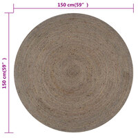 Vloerkleed handgemaakt rond 150 cm jute grijs 6