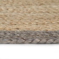 Vloerkleed handgemaakt met grijze rand 90 cm jute 3
