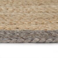 Vloerkleed handgemaakt met grijze rand 120 cm jute 3