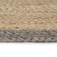 Vloerkleed handgemaakt met grijze rand 150 cm jute 3