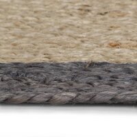 Vloerkleed handgemaakt met donkergrijze rand 150 cm jute 3