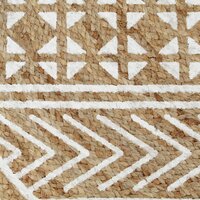 Vloerkleed handgemaakt met witte print 120 cm jute 4