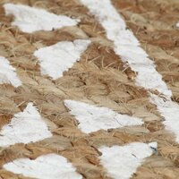 Vloerkleed handgemaakt met witte print 150 cm jute 5