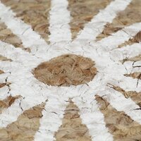 Vloerkleed handgemaakt met witte print 90 cm jute 5