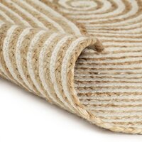 Vloerkleed handgemaakt met spiraal ontwerp 90 cm jute wit 2
