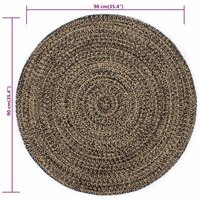 Vloerkleed handgemaakt 90 cm jute zwart en naturel  5