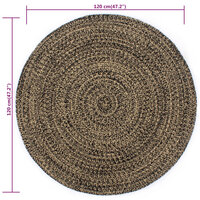 Vloerkleed handgemaakt 120 cm jute zwart en naturel 5