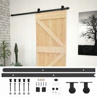 Schuifdeur Naturel en Zwart 80 x 210 cm Massief grenenhout 2
