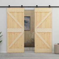 Schuifdeur Naturel en Zwart 80 x 210 cm Massief grenenhout 3