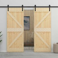 Schuifdeur Naturel en Zwart 80 x 210 cm Massief grenenhout 3