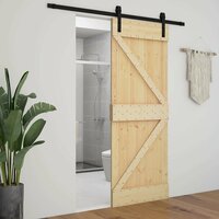 Schuifdeur Naturel en Zwart 80 x 210 cm Massief grenenhout 4