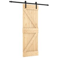 Schuifdeur Naturel en Zwart 70 x 210 cm Massief Grenenhout 2