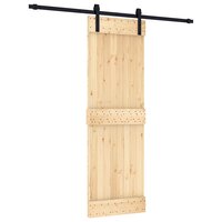 Schuifdeur Naturel en Zwart 70 x 210 cm Massief Grenenhout 2