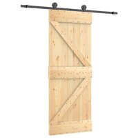 Schuifdeur Naturel en Zwart 70 x 210 cm Massief Grenenhout 2