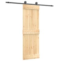 Schuifdeur Naturel en Zwart 70 x 210 cm Massief Grenenhout 2
