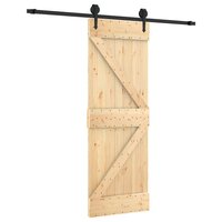 Schuifdeur Naturel en Zwart 70 x 210 cm Massief Grenenhout 2