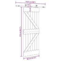 Schuifdeur NARVIK 80 x 210 cm (152,5 cm) Naturel en Zwart 8