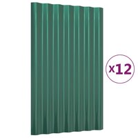 Dakpanelen 12 st 60x36 cm gegalvaniseerd staal groen 2