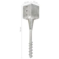 Grondpinnen 6 st 12x12x56 cm gegalvaniseerd staal zilverkleurig 6