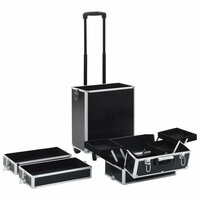 Make-up trolley aluminium zwart met krokodillenpatroon 5