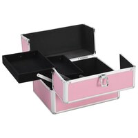 Make-up koffer 22x30x21 cm aluminium roze  2