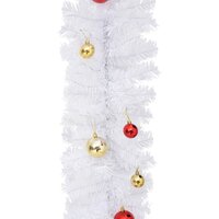 Kerstslinger versierd met kerstballen 5 m wit 5