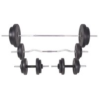 Trainingsbank met gewichtenrek en halterset 90 kg 9