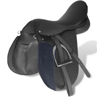 Echt lederen paardrijzadel 17,5&amp;quot; 12 cm (5-in-1 set, zwart) 2