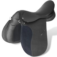 Echt lederen paardrijzadel 17,5&amp;quot; 12 cm (5-in-1 set, zwart) 3