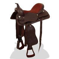 Western zadel, hoofdstel en borstriem 17&amp;quot; echt leer bruin 3