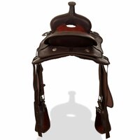 Western zadel, hoofdstel en borstriem 17&amp;quot; echt leer bruin 6