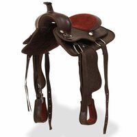 Western zadel, hoofdstel en borstriem 12&amp;quot; echt leer bruin 3