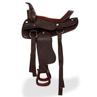 Western zadel, hoofdstel en borstriem 12&amp;quot; echt leer bruin 4