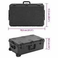 Flightcase draagbaar 79,5x51,5x30,5 cm PP zwart 8