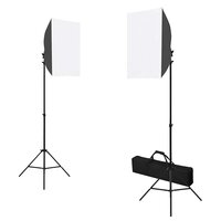 Fotostudioset met softboxlampen, achtergrond en reflector 2