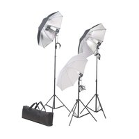 Fotostudioset met lampen, paraplu&amp;apos;s, achtergrond en reflector 3